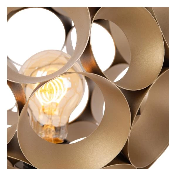 Lucide HANNELORE - Lampe de table - Ø 25 cm - 1xE27 - Or Mat / Laiton - détail 2